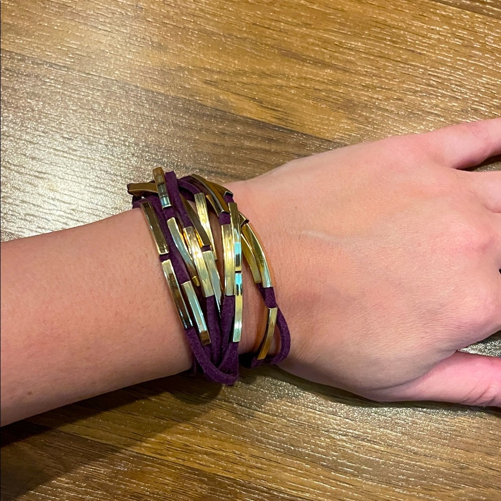 2/$15❤️❤️Purple & gold leather boho bracelet